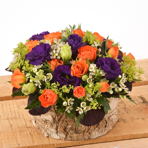 arrangements, florist choice, orange, yellow, autumnal, oasis, pot, flowers, gift, florist, harold wood, romford, havering, delivery