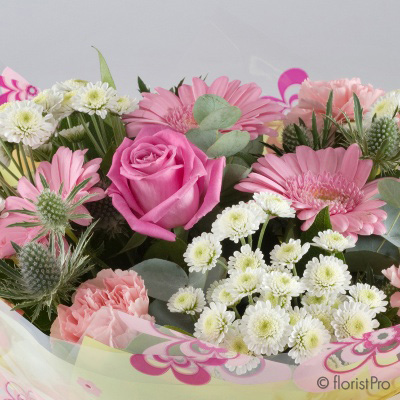 pink bouquet girl flowers roses gerberas florist harold wood romford same day delivery