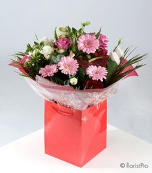 pink and red bouquet gerberas roses carnations alstromeria flowers florist harold wood romford same day delivery