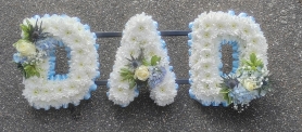 letters, name, dad, daddy, daddie, dadi, funeral flowers, oasis, tribute, wreath, harold wood, romford, havering, delivery