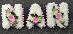letters, name, nan, nanny, nani, nannie  funeral flowers, oasis, tribute, wreath, harold wood, romford, havering, delivery
