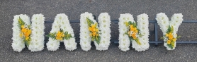 letters, name, nan, nanny, nani, nannie  funeral flowers, oasis, tribute, wreath, harold wood, romford, havering delivery