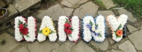 letters, name, nan, nanny, nani, nannie  funeral flowers, oasis, tribute, wreath, harold wood, romford, havering delivery