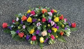 funeral flowers, spray, oasis, roses, colourful, sympathy, male, female, harold wood florist, delivery, romford
