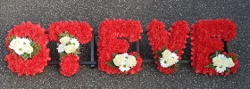 letters, name, create your own, names, any name, funeral flowers, oasis, tribute, wreath, harold wood, romford, havering delivery