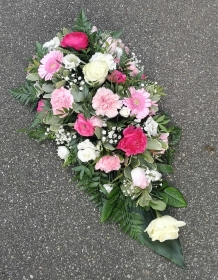 pink white spray oasis funeral flowers wreath tribute florist harold wood romford 