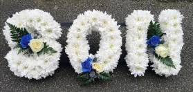 letters, name, son, funeral flowers, oasis, tribute, wreath, harold wood, romford, havering, delivery