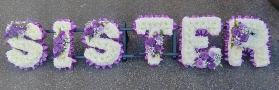 Sister, big, letters, name, little, sis, letter, funeral, tribute, wreath, oasis, flowers, harold wood, romford, florist, delivery, brentwood, dagenham