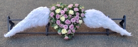 angel, wings, angelic,heart, heaven, feathers, posy, posies, funeral, tribute, wreath, flowers, florist, delivery, harold wood, romford, havering