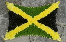 funeral, flowers, pillow, cushion, flag, jamaican, jamaica, wreath, posy,  tribute, florist, harold wood, romford, havering, delivery