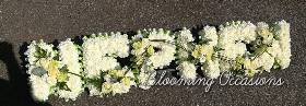 letters, name, nephew, funeral flowers, oasis, tribute, wreath, harold wood, romford, havering delivery